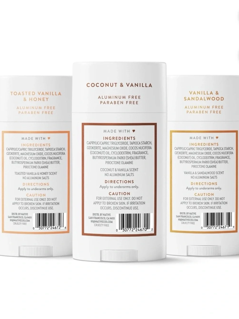 Native Vanilla Variety 3 Pack Body Wash Deodorant